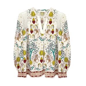 SANDRO Azucar Print Chiffon Blouse In Off White 2|M